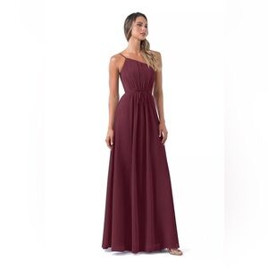Azazie Bridesmaid Cabernet A-Line Cold Shoulder dress Plus Size 20w.
